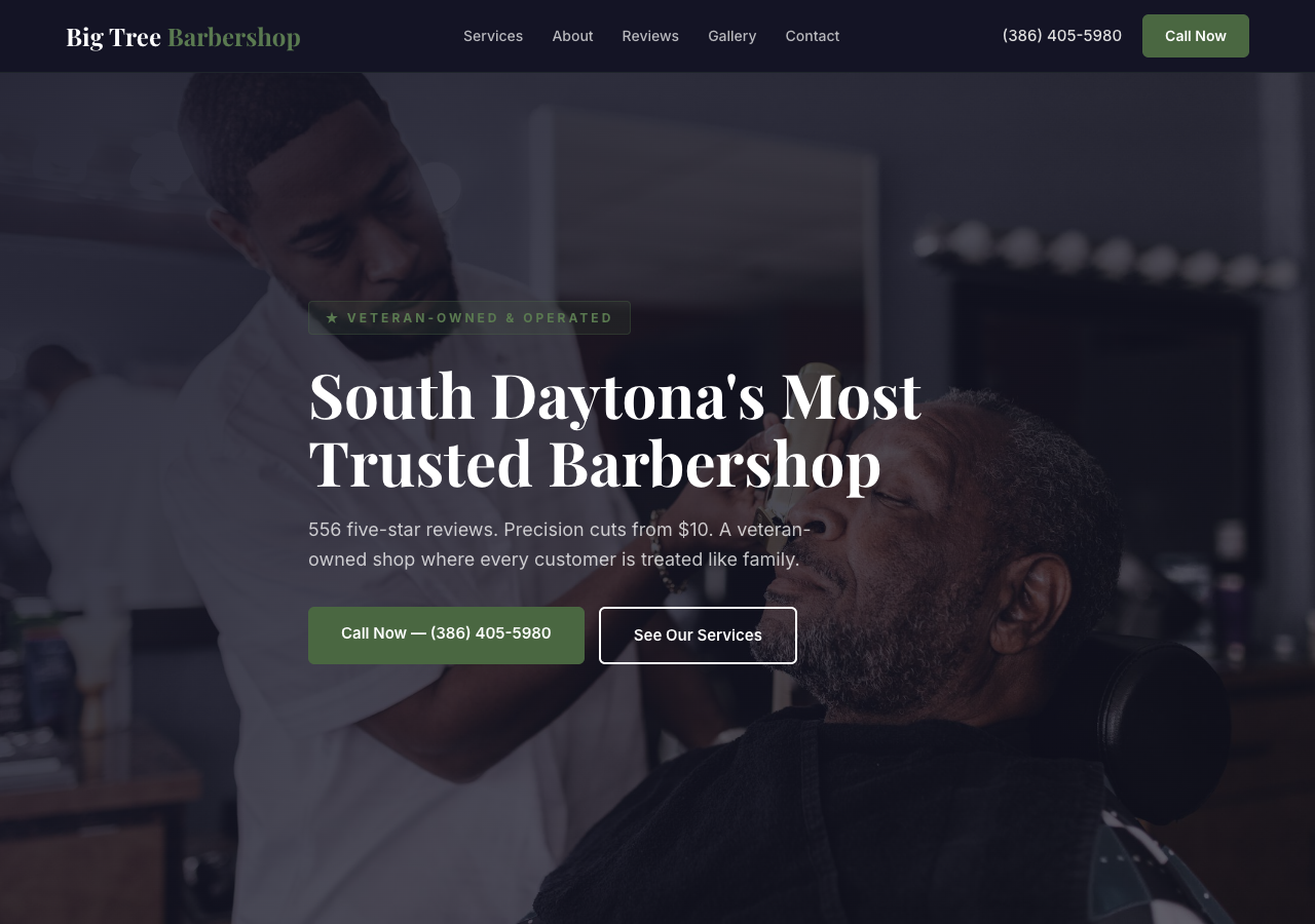 Big Tree Barbershop website