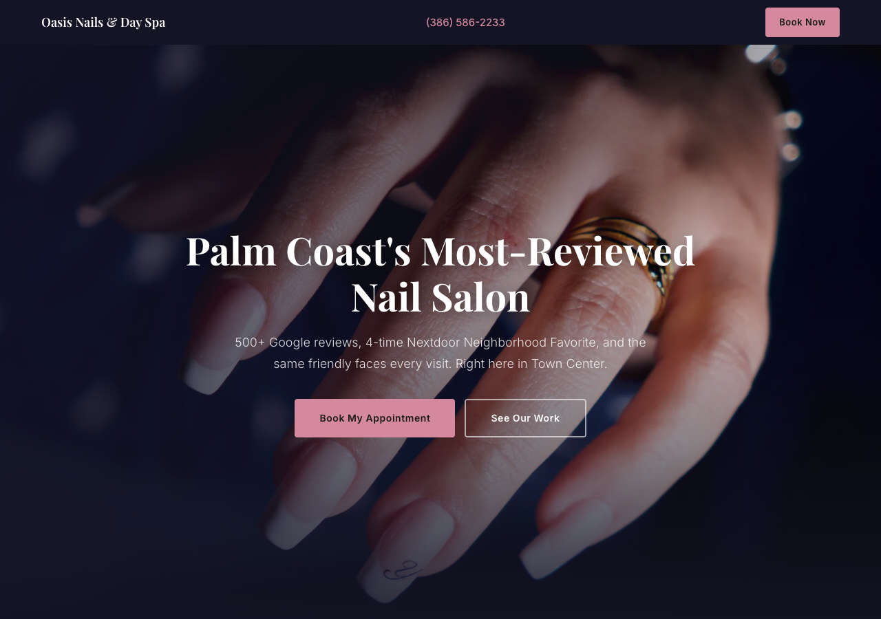 Oasis Nails and Spa website